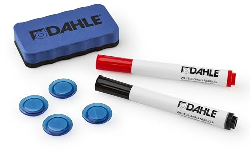 Dahle 95140-13540 Whiteboard Starterset (2 Boardmarker rot/schwarz, 4 Magnete, 1 magnetischer Wischer)