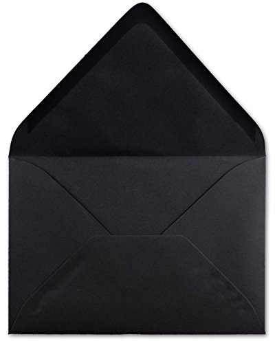 75 DIN C6 envelopes, Black, 11.4 x 16.2 cm, 120 g/m², Wet Seal Letter Sleeves Without Window for Invitations from Your Glüxx agent