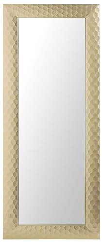 Beliani Moderner Gold Wandspiegel mit Rahmen im Wabenmuster rechteckig 50x130 cm Antibes