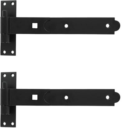 Merriway BH07587 (2 Pcs) Black Gate Hinges Heavy Duty Hook and Band Flat 250mm - Pack of 2 Pieces