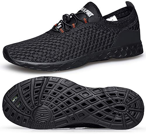 DOUSSPRT Men's Water Shoes Quick Dry for Beach Swim Pool Fishing Allblack