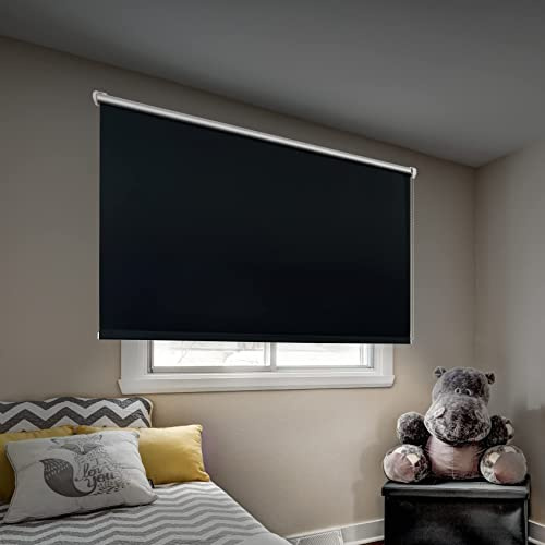 STORESDECO - Verdunkelungsrollo Klemmfix ohne Bohren, Klemmrollo Blackout Thermo, Rollo Blickdicht einfache Montage, Ideal für Flügelfenster | Easy Fix Thermo, Schwarz, 45 cm x 180 cm