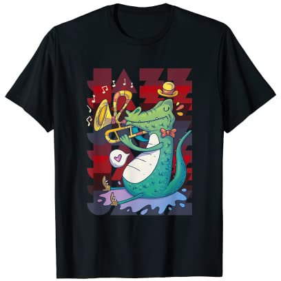Crocodile Alligator Posaune Musik Jazz Saxophon T-Shirt