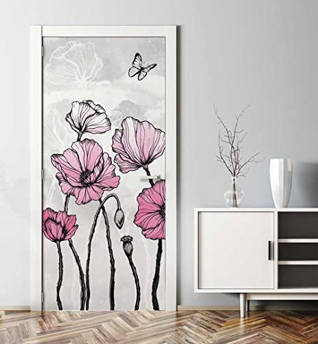 MyMaxxi Türtapete selbstklebend - Einteilige Türfolie 90x200 cm - Motiv: Zauberland Blümchen Türklebefolie zum verschönern & bekleben der Tür - Türaufkleber aus Klebefolie