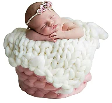 Uposao Newborn Photography Props - Braided Blanket Basket Filler, Baby Photo Backdrop Rug, Professional Baby Photo Prop Cushion