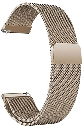 Uhrenarmband Mesh Metall Edelstahl Armband Smartwatch Ersatzarmband Schnellverschluss Magnetarmband Uhr Armband Ersatz for Damen Herren 14mm 16mm18mm 20mm 22mm 24mm (Color : Champagne, Size : 24mm)