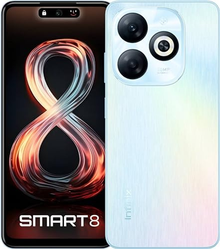Infinix Smart 8 4G (Galaxy White, 4 GB RAM, 64 GB lagring) | upp till 8 GB RAM (4 GB + 4 GB virtuell) | 90 Hz stansningshålsskärm | 50 MP dubbelkamera med fyr-LED-ringblixt | Helio G36