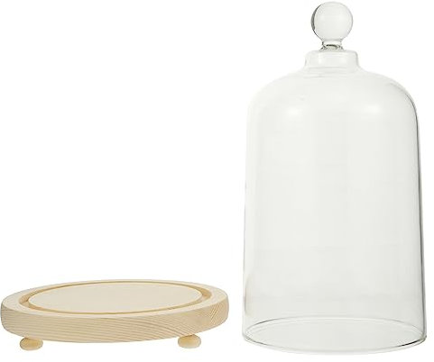 TOPBATHY 1set Preserved Flower Glass Cloche with Base Elegant Display Dome for Food and Floral Arrangements for Home Decor Giving