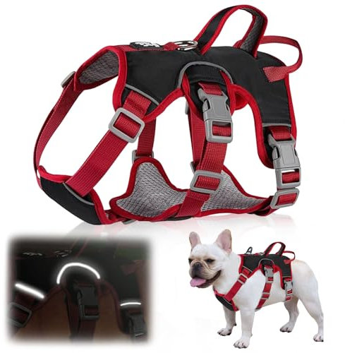 Hundegeschirr No-Pull, Sicherheitsgeschirr Mit Griff, Reflektierend, Ausbruchsicher Anti Zug für Kleine und Große Hunde