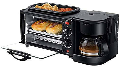 Máquina de desayuno multifuncional Retro 3 en 1 Estación de desayuno Centro de máquina Tostadora eléctrica multifunción Cafetera familiar con hervidor Horno de acero inoxidable de 9 l con temporizaci