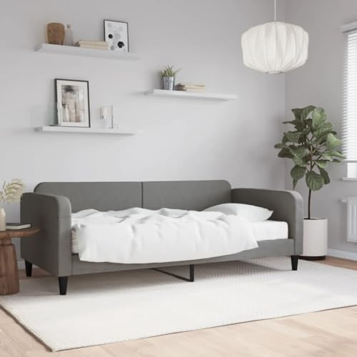 CKioict Palettenbett Modernes Bettgestell Jugendbett Tagesbett mit Matratze Dunkelgrau 90x190 cm StoffGeeignet für Gästezimmer, B&Bs, Schlafzimmer
