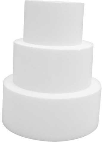 GRIRIW 3pcs Foam Cake Rounds Set 6/8/10 Inch Diameter Reusable Foam Cake Models for Party Decorations Bakery Display Practice and Crafting