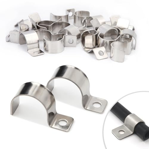 20 Pezzi Collari per Tubi 25mm Fermacavo Unico Foro in Acciaio Inox V2A Supporti a U Morsetti per Tubi Collari Heavy Duty Fissaggi per Cavi Ø 25-25.5mm Tubazioni per Acqua Tubi PVC Installazione