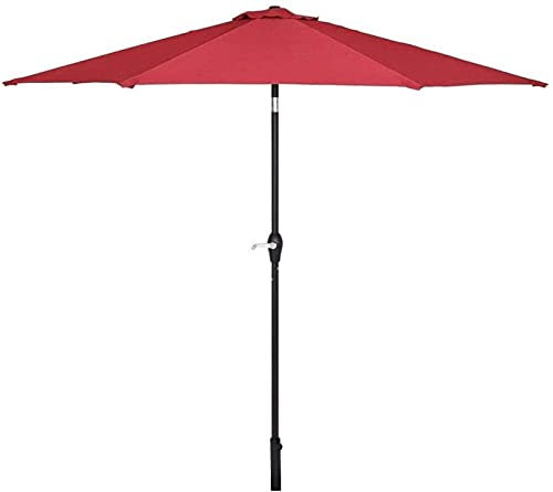 ASumPio Gartensonnenschirm, 2,7 M, Wasserdicht, Neigbar, Mit Kurbel, 2,7 M, Zusammenklappbarer Strandschirm, Markise Für Den Außenbereich, Terrasse (Rot)