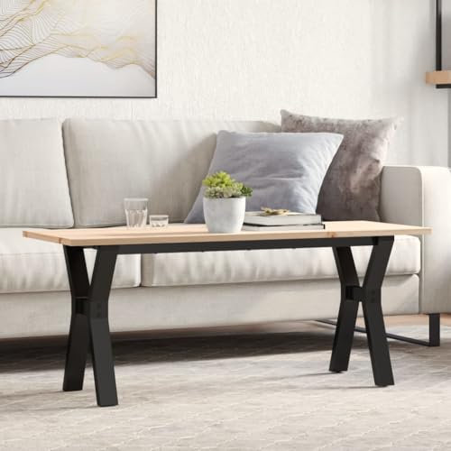 Homgoday Couchtisch Y-Gestell Tischbeine Tischgestell Tischfusse Möbelfüße Tischkufen Tischgestell für Moderne Couchtisch, kafftisch, Wohnzimmer 110x40x45 cm Massivholz Kiefer & Gusseisen