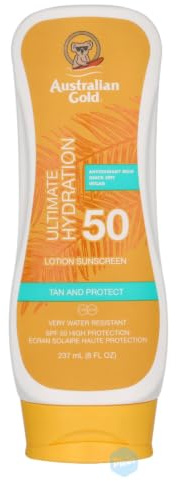 Australian Gold SPF 50 Lotion | Neue Formel | Anti-Aging & Feuchtigkeit mit Vitamin C, Aloe Vera, Grüntee & Vitamin E | Wasserfest | Perfekt für Outdoor-Aktivitäten, Strand & Sonnenbaden | 237 ml