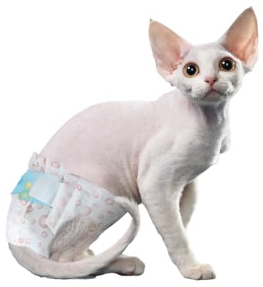Disposable Cat Diapers, 40 Count – Perfect for Both Male and Female Cats, for Elderly, (S) Incontinent, or Post-Surgery Cats and Dog – Leak-Proof, Super Absorbent & Hypoallergenic Pet Diapers