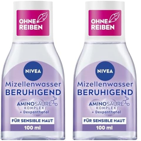 NIVEA Beruhigendes Mizellenwasser, Mizellen Reinigungswasser für sensible Haut, parfümfreies Gesichtswasser mit Dexpanthenol und Aminosäurekomplex, feuchtigkeitsspendende Gesichtsreinigung (100 ml)