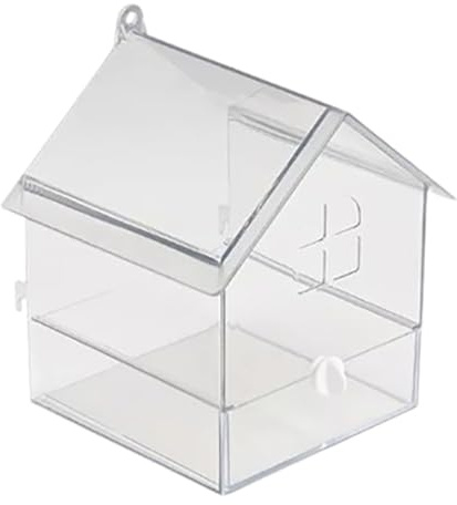 Vogeltränke aus Acryl, Wellensittiche Duschbox, Vogelbadewanne mit Schublade, große Badewanne ohne Auslaufen, 14,5 x 14 x 18,5 cm, und leicht zu reinigen, ideal für Nymphensittiche, kleine