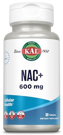KAL NAC (N-Acetyl-Cystein) + Molybdän + B2 | 30 Tabletten | glutenfrei | ohne Gentechnik | laborgeprüft | Nahrungsergänzungsmittel mit Molybdän & Vitamin B2 | normaler Stoffwechsel von Schwefel