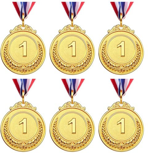 VICROIC Goldmedaillen für Kinder und Erwachsene, 1. Platz für Klassenzimmer, Schulbelohnungen, Sport, Wettbewerbe, Turniere, Gewinnpreise, Party, 5,1 cm, 6 Stück