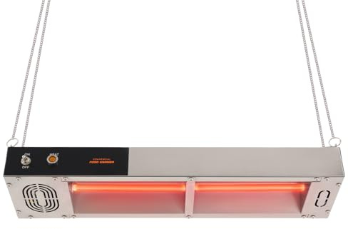 Chauffe-plat 750 W Lumière Pont thermique commercial suspendu pour aliments Acier inoxydable Lampe chauffante à suspendre Température réglable 30-85 ℃