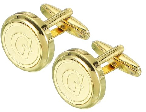 sourcing map Boutons de manchette classiques en cuivre pour homme - Lettre G dorée - Avec boîte cadeau - Pour les affaires décontractées à formelles, les mariages