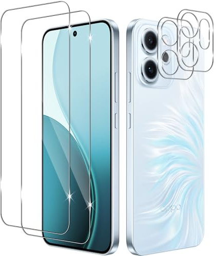 Yenwen Vetro Temperato per OPPO Reno 14 FS 5G / OPPO Reno 14F 5G, 2 Pezzi Vetro Pellicola Protettiva + 2 Pezzi Protezione Fotocamera, Antigraffio, Durezza 9H per Reno14 F / Reno14 F S