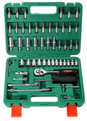 Kits completos de herramientas mecánicas, juego de llaves de vaso de 53 piezas, tamaño métrico con estuche para reparación de automóviles y proyectos de manualidades, enchufe de reparación de