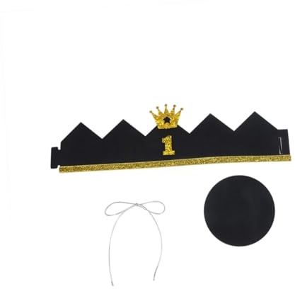 Ciieeo Cappellino Compleanno Nero e Oro Chic con Numero Accessorio Festa Unisex con Elastico per Foto e Regalo Party