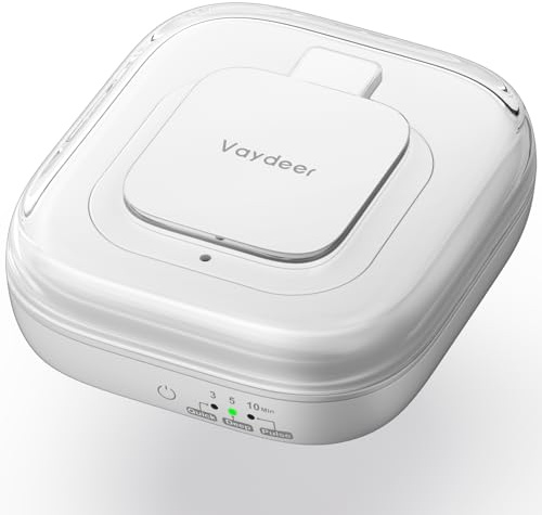 Vaydeer Ultraljudsrengöring, 48 kHz, vit | 3 rengöringslägen, UV-funktion, för retainer, tandskenor, proteser och smycken