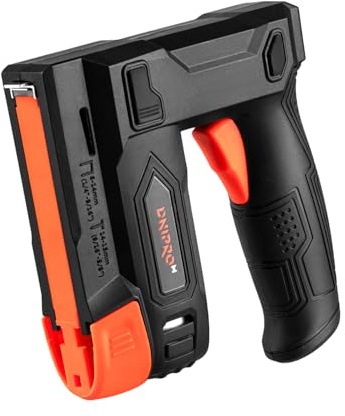 Dnipro‑M Grapadora a batería 3.6V 1500 mAh. Incluye 400 grapas y 100 clavos, compatible con grapas 6–14 mm y clavos 14–15 mm, carga USB‑C. CS-36