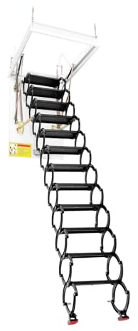 loft ladders Attic Ladder 12-Step Folding Stairs, Hidden Retractable Loft Ladders with Non-Slip Rubber Feet pull down(70 * 90cm)