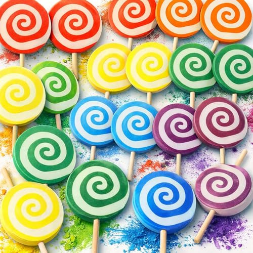 Dansib 24 Pcs Easter Lollipop Sidewalk Chalk Easter Basket Stuffers Jumbo Pastel Street Driveway Chalks Dustless Washable Multicolor Chalk for Party Gifts Classroom Prizes Goodie Bag Fillers