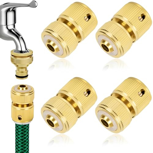 Lot De 4 Raccord Tuyau D'arrosage Rapide 1/2 Pouce Métal Adaptateur Raccord Tuyau Arrosage Connecteur Robinet Jardin Irrigation Compatible Tuyaux 12mm 16mm Installation Facile,Embout Tuyau Arrosage