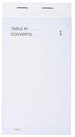 Exacompta - Réf. 96201E - Paquet de 10 blocs Maître d'Hôtel - Carnet de commande pour restaurants - 50 feuillets blancs autocopiants en 2 exemplaires numérotés - Format vertical 8 x 15 cm
