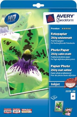 AVERY Zweckform Fotopapier Premium A4 250g/qm seidenglänzend VE=20 Stück