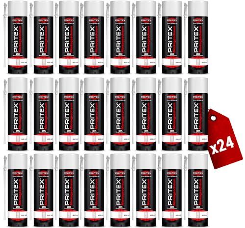 PRITEX – 2K Montageschaum 24 x 400 ml inkl. Aussprührohr – Bauschaum zum Verfüllen, Dämmen & Abdichten – Zargenschaum zur Montage von Türzargen, Fensterrahmen & Holztürfuttern