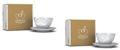 2 x Tasse by FIFTYEIGHT - küssend + och bitte - Kaffeetassen 2-tlg. weiß