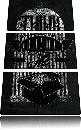 Pixxprint Think outside the box black Bild, Leinwandbild 3 Teilig, Gesamtmaß: 120x80cm, Wandbild, Dekoration, fertig gespannt, Kein Poster
