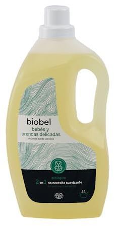 Biobel - Jabón de Aceite de Coco - 100% Natural - Limpia, Cuida y Suaviza los Tejidos - Ideal para Bebés y Pieles Sensibles - Con Extracto de Aloe Vera - Apto para Lavar a Mano o a Máquina - 1,5 L