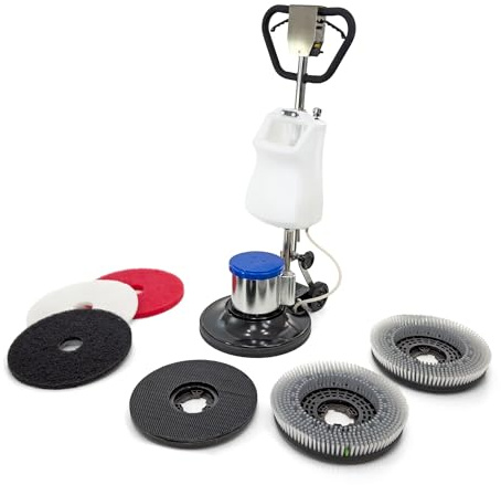 Industrial 17 Floor Buffer Polisher Machine | 1200W Heavy Duty Metal Body & Handle | Multi-Functional Commercial Floor Scrubber | Includes Full Attachment Kit