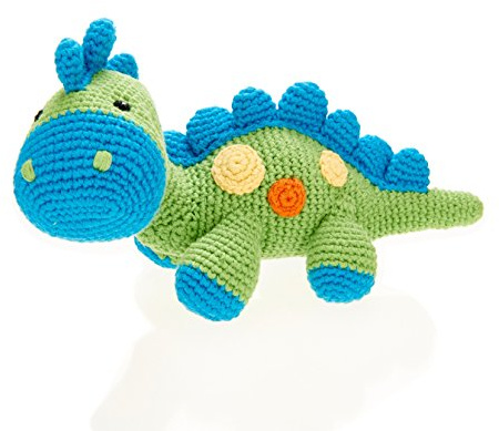 Pebble 200-326 Steggy Dinosaur Rattle, 8.7-inch Length, Cotton Yarn, Green