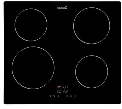 CATA IB 6304 BK (Integrado, con Placa de inducción, Negro, 1200 W, Alrededor, 16 cm), 2000 W, Vidrio, Acero Inoxidable, negro