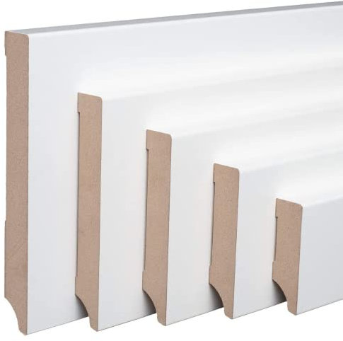REESE Sockelleisten Weiß MDF - Weimarer Profil - 60mm Höhe - 10 Stück / 22 lfm - Fußleisten modern - 230 cm - viele Höhen - nicht selbstklebend