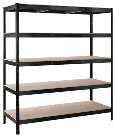 SCHULTE Regalwelt Schwerlastregal mit 4 Ebenen, 180x160x60 cm (HxBxT), Traglast pro Ebene ca. 250 Kg, schwarz-Struktur, Lagerregal, Kellerregal, Werkstattregal, Steckregal