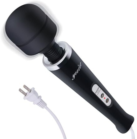 YEVIOR Wired Powerful Handheld Massager with 10 Pulse Settings Strong Vibration for Women,Personal Total Body Therapy Massager for Sports Recovery, Muscle Aches, Body Pain (Black)