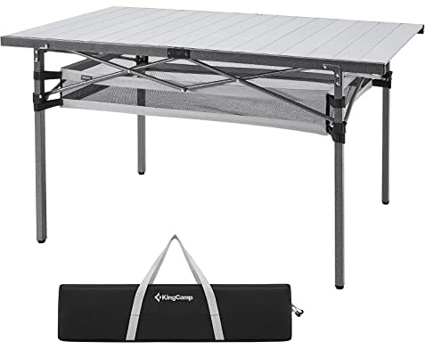 KingCamp Mesa Plegable Camping, hasta 80kg,136x70cm,Bolsa Red Desmontable