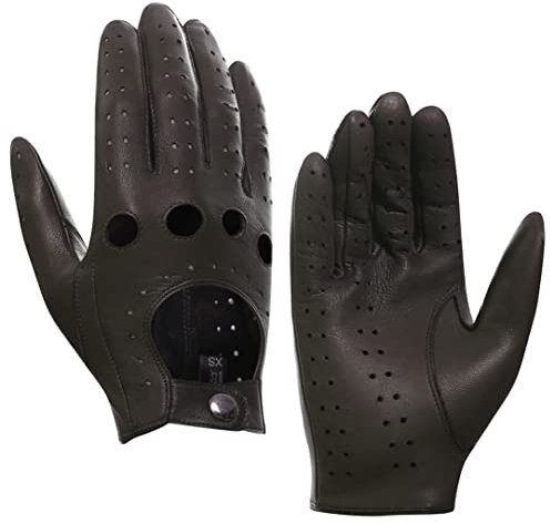 Harssidanzar Conduction handskar för män handskar läder män GM026D, brun, storlek L