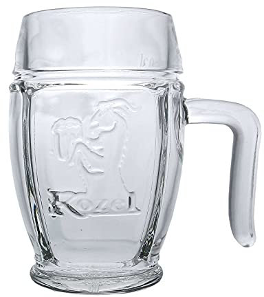 6 bicchieri da birra in vetro con manico cornuto, 0,3 l, bicchiere da birra Humpen, bicchieri di seta della Repubblica Ceca